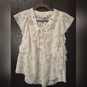 IRO GILKA White Flutter Top Size 34 Aka Small